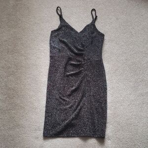 New Express Black Sparkle Mini Dress, Size XS